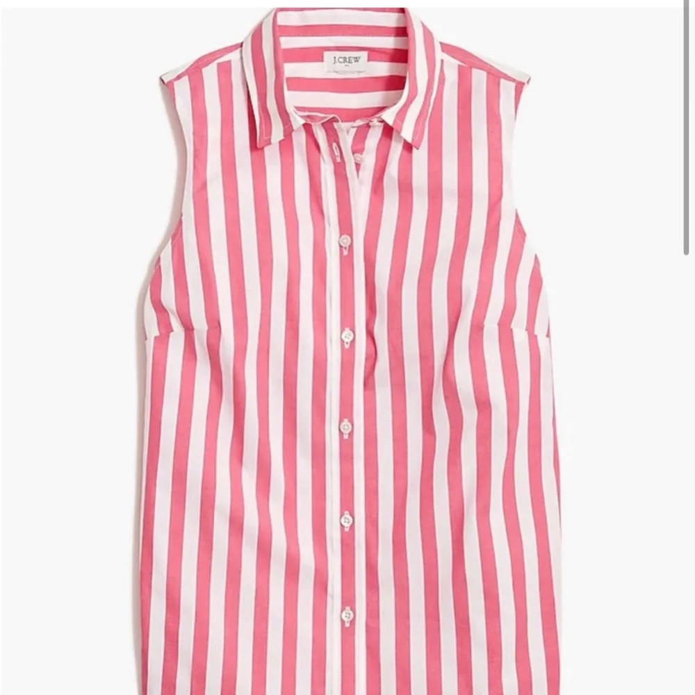 NWT J. Crew Pink and White Sleeveless Button Down Shirt - Picture 1 of 6
